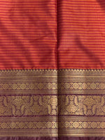 Orange and Brown Banarasi silk saree - GAL4
