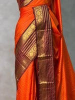 Orange and Brown Banarasi silk saree - GAL5