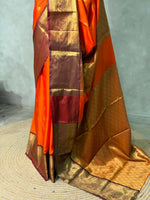 Orange and Brown Banarasi silk saree - GAL6