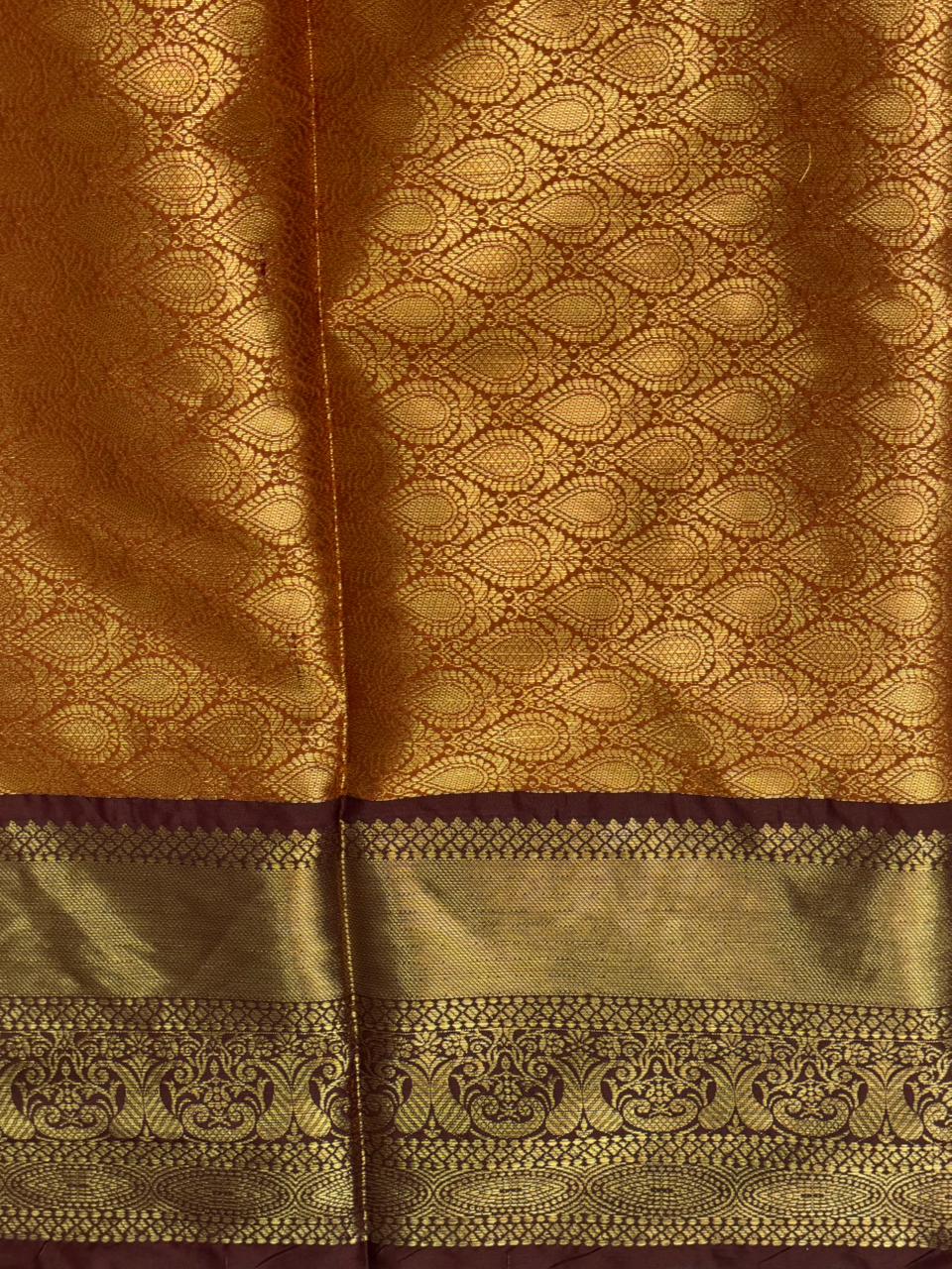 Orange and Brown Banarasi silk saree - GAL6