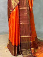 Orange and Brown Banarasi silk saree - GAL7
