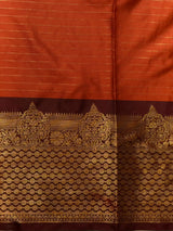 Orange and Brown Banarasi silk saree - GAL7