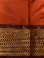 Orange and Brown Banarasi silk saree - GAL7