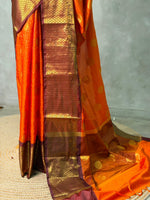 Orange and Brown Banarasi silk saree - GAL7