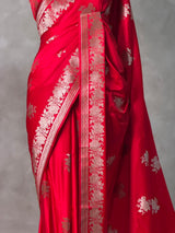 Red pure zatin Banarasi silk saree - RAZ1A