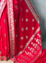 Red pure zatin Banarasi silk saree - RAZ1A