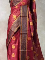 Deep Maroon Banarasi silk saree - GAL9