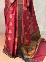 Deep Maroon Banarasi silk saree - GAL9