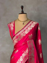 Rani pink pure zatin Banarasi silk saree - RAZ1B
