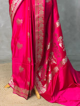 Rani pink pure zatin Banarasi silk saree - RAZ1B