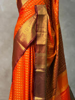 Orange and Brown Banarasi silk saree - GAL8