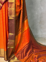 Orange and Brown Banarasi silk saree - GAL8