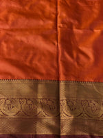 Orange and Brown Banarasi silk saree - GAL8