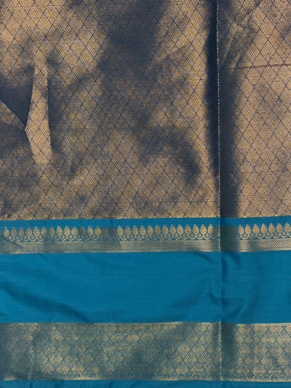 Dark and light blue Banarasi silk saree - GAL10
