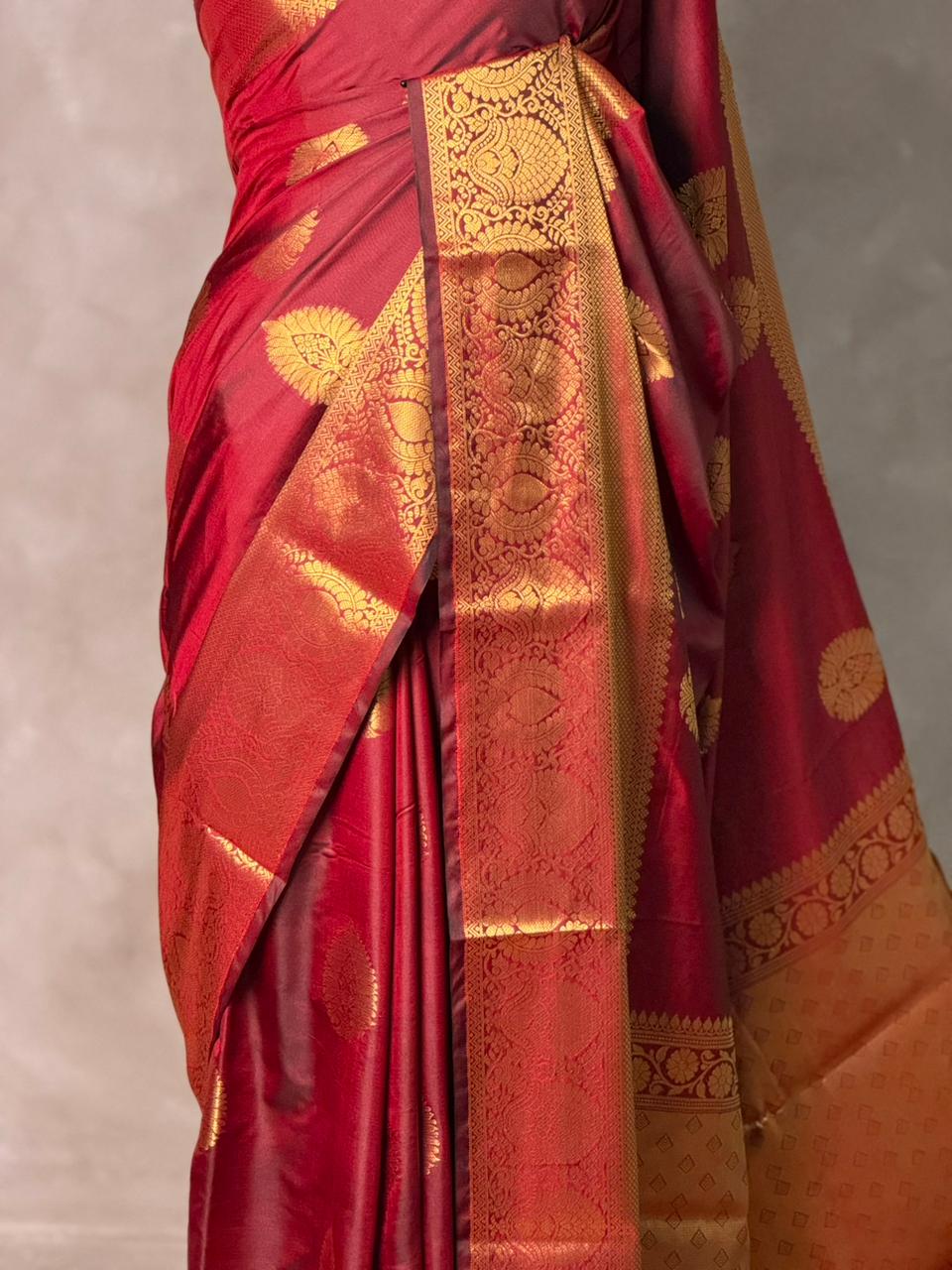 Maroon Banarasi silk saree - GAL4