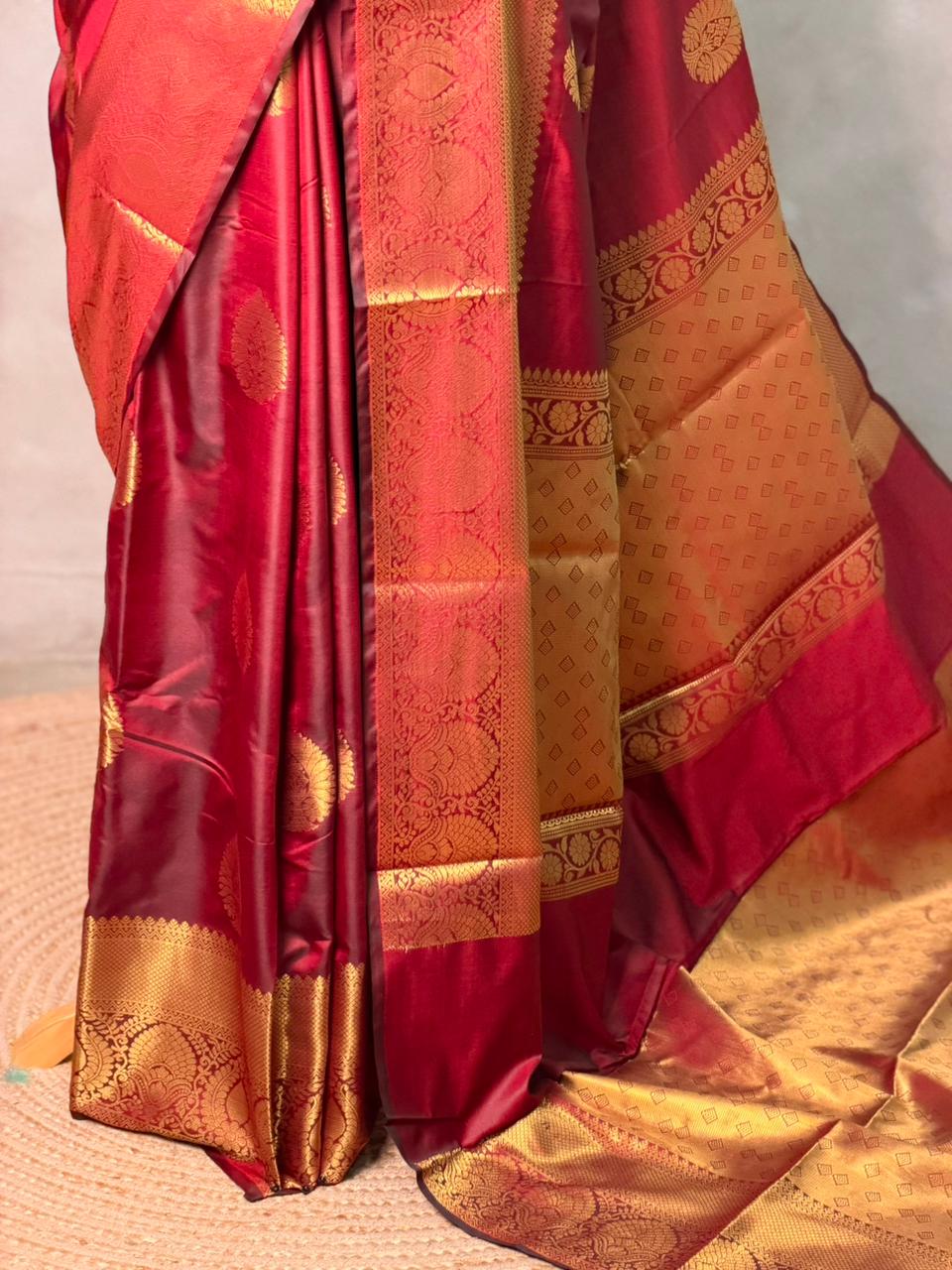 Maroon Banarasi silk saree - GAL4
