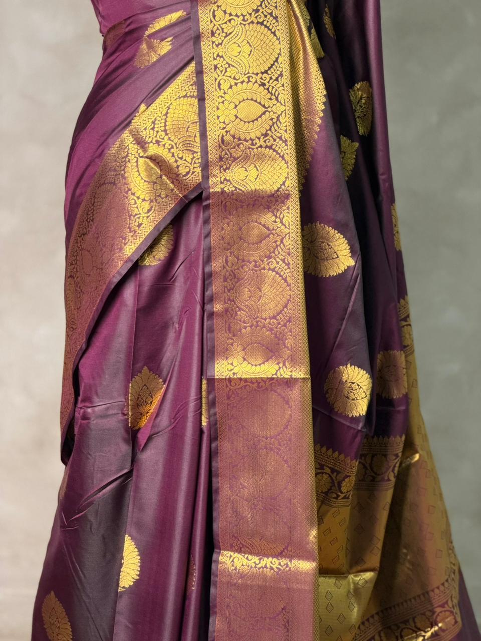 Deep Wine Banarasi silk saree - GAL4A