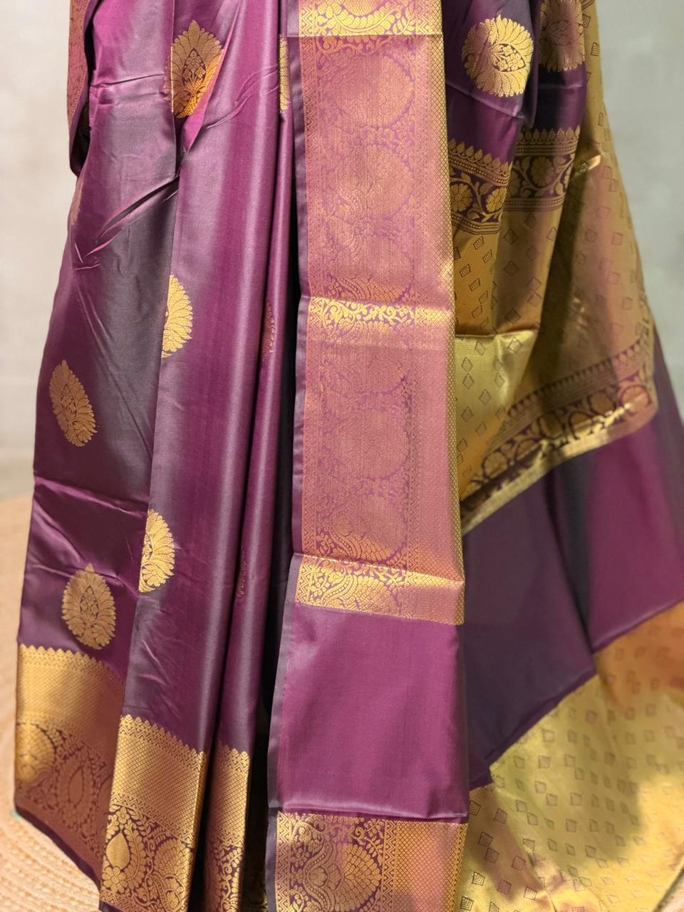 Deep Wine Banarasi silk saree - GAL4A