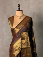 Brown Banarasi silk saree - GAL4B