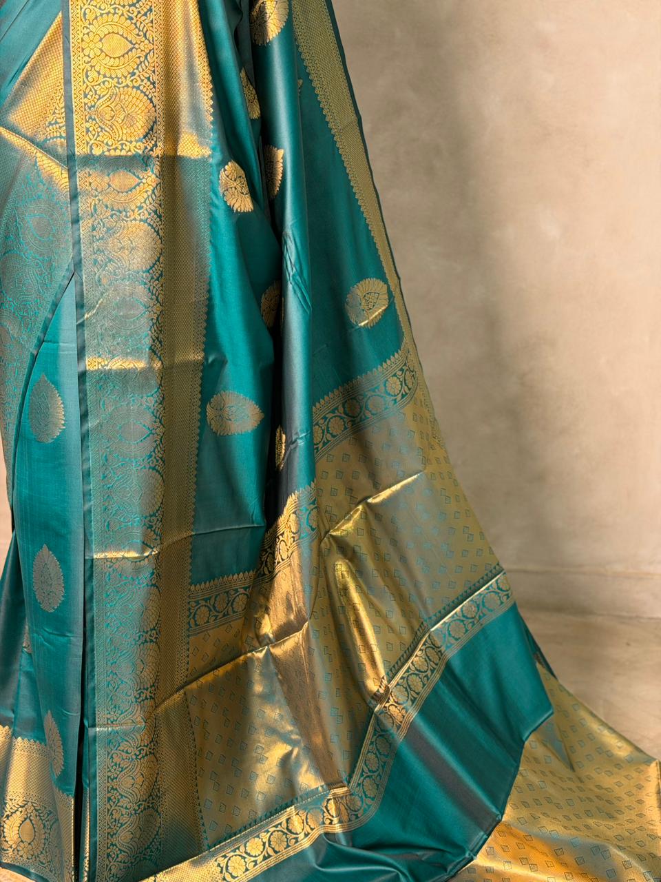 Peacock Blue Banarasi silk saree - GAL4C