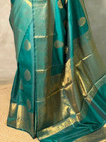 Peacock Blue Banarasi silk saree - GAL4C