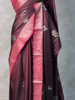 Brown and magenta Banarasi silk saree -LZ11D