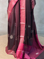 Brown and magenta Banarasi silk saree -LZ11D