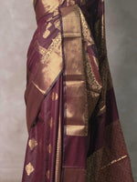 Deep Burgundy Banarasi silk saree - GAL5