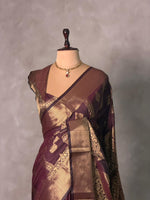 Deep Burgundy Banarasi silk saree - GAL5