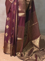 Deep Burgundy Banarasi silk saree - GAL5