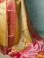 Golden Yellow and magenta Tissue Banarasi silk saree -LZ12C