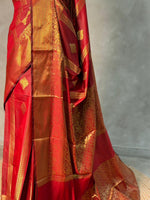 Maroon red Banarasi silk saree - GAL5B