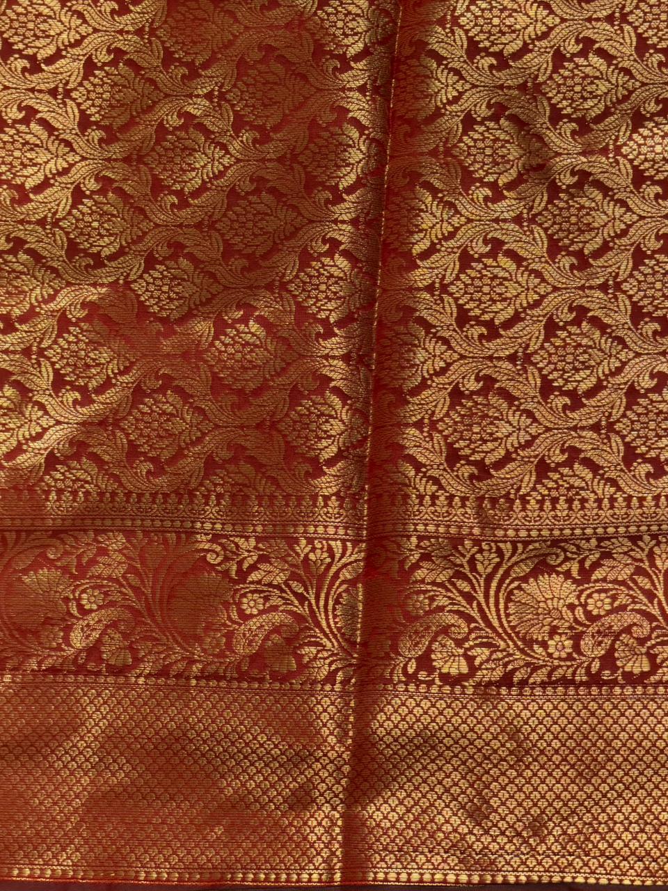 Maroon red Banarasi silk saree - GAL5B