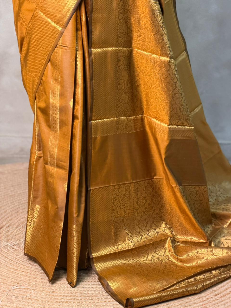 Mustard Yellow Banarasi silk saree - GAL5C