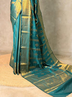 Peacock blue Banarasi silk saree - GAL5D