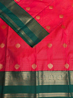 Dark peach and Green kanchipuram silk saree- PSSR328