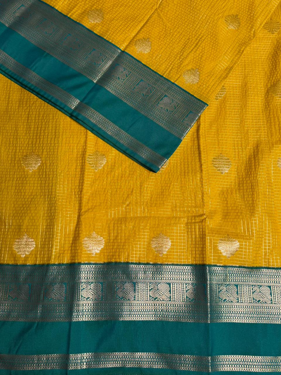 Yellow and Green kanchipuram silk saree- PSSR329