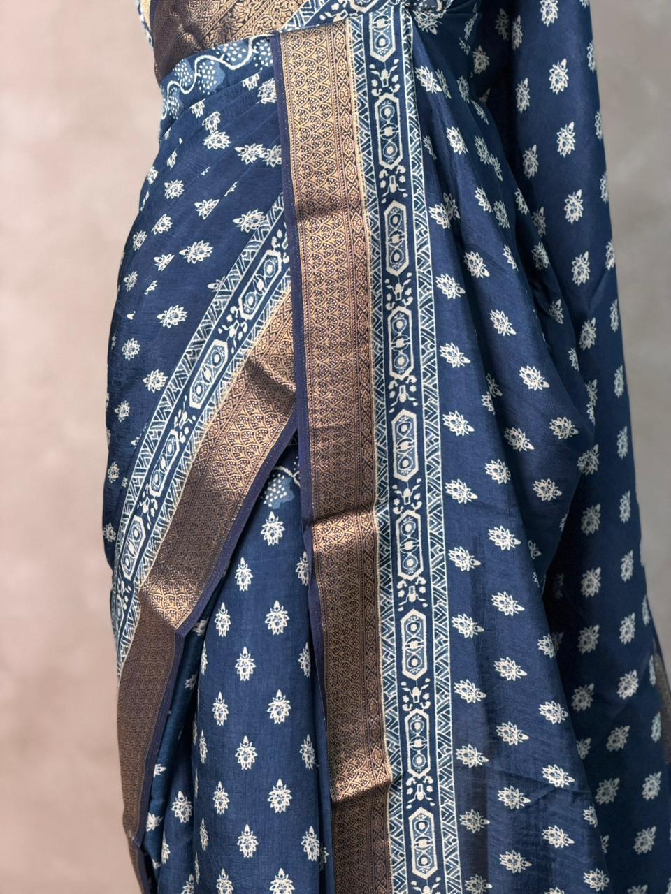 Indigo dyed silk saree- PBR14