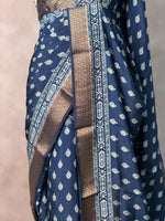 Indigo dyed silk saree- PBR14