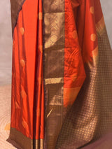 Rust Orange and Brown silk saree- PRUSTD