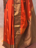 Rust Orange and Brown silk saree- PRUSTD