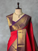 Red and Violet kanchipuram silk saree- PSSR331
