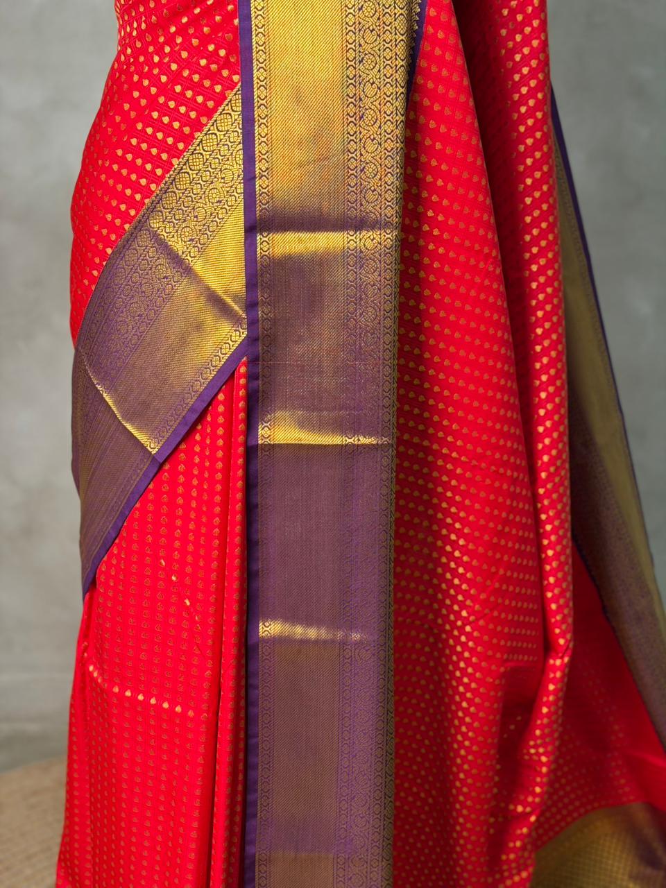 Red and Violet kanchipuram silk saree- PSSR331