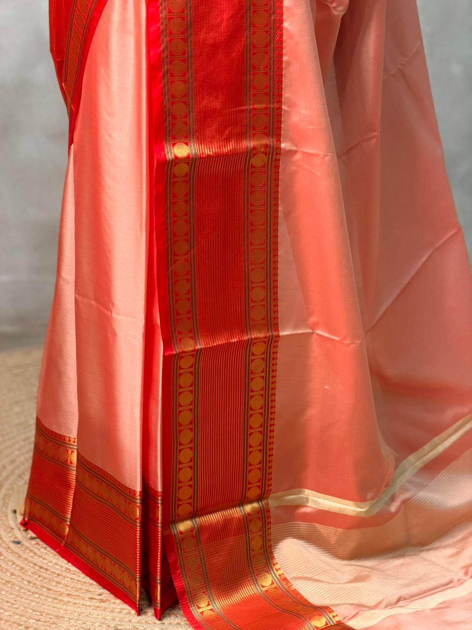 Peach Banarasi silk saree - PIH77