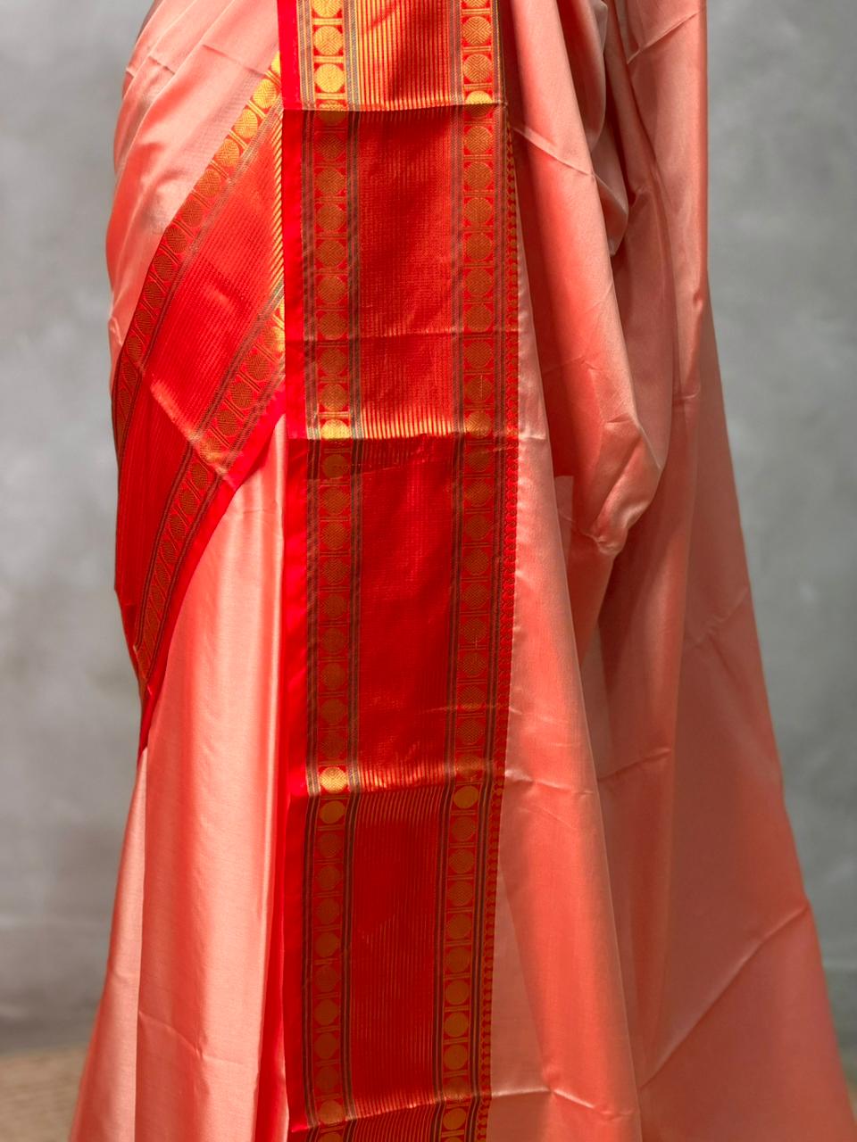 Peach Banarasi silk saree - PIH77