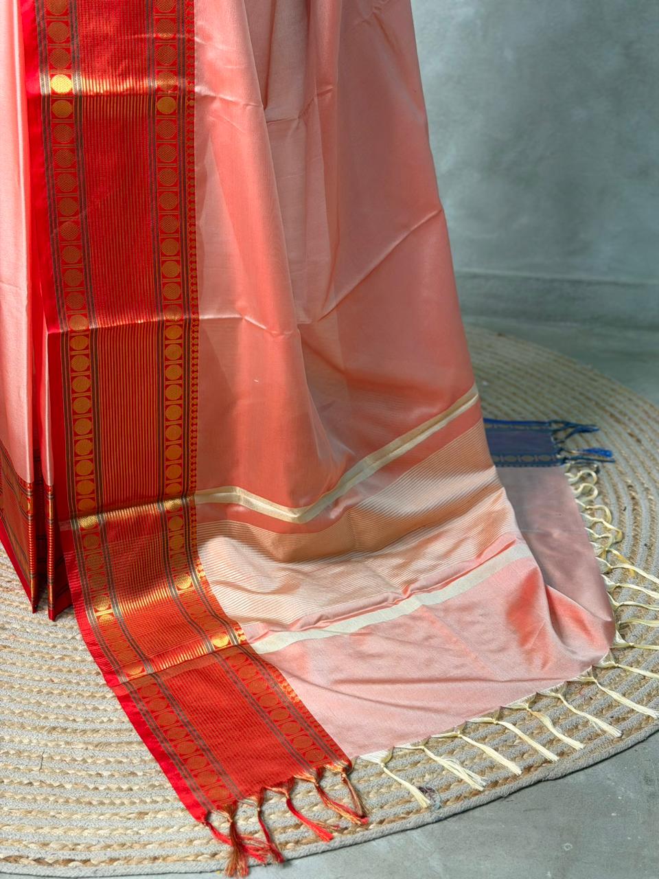 Peach Banarasi silk saree - PIH77