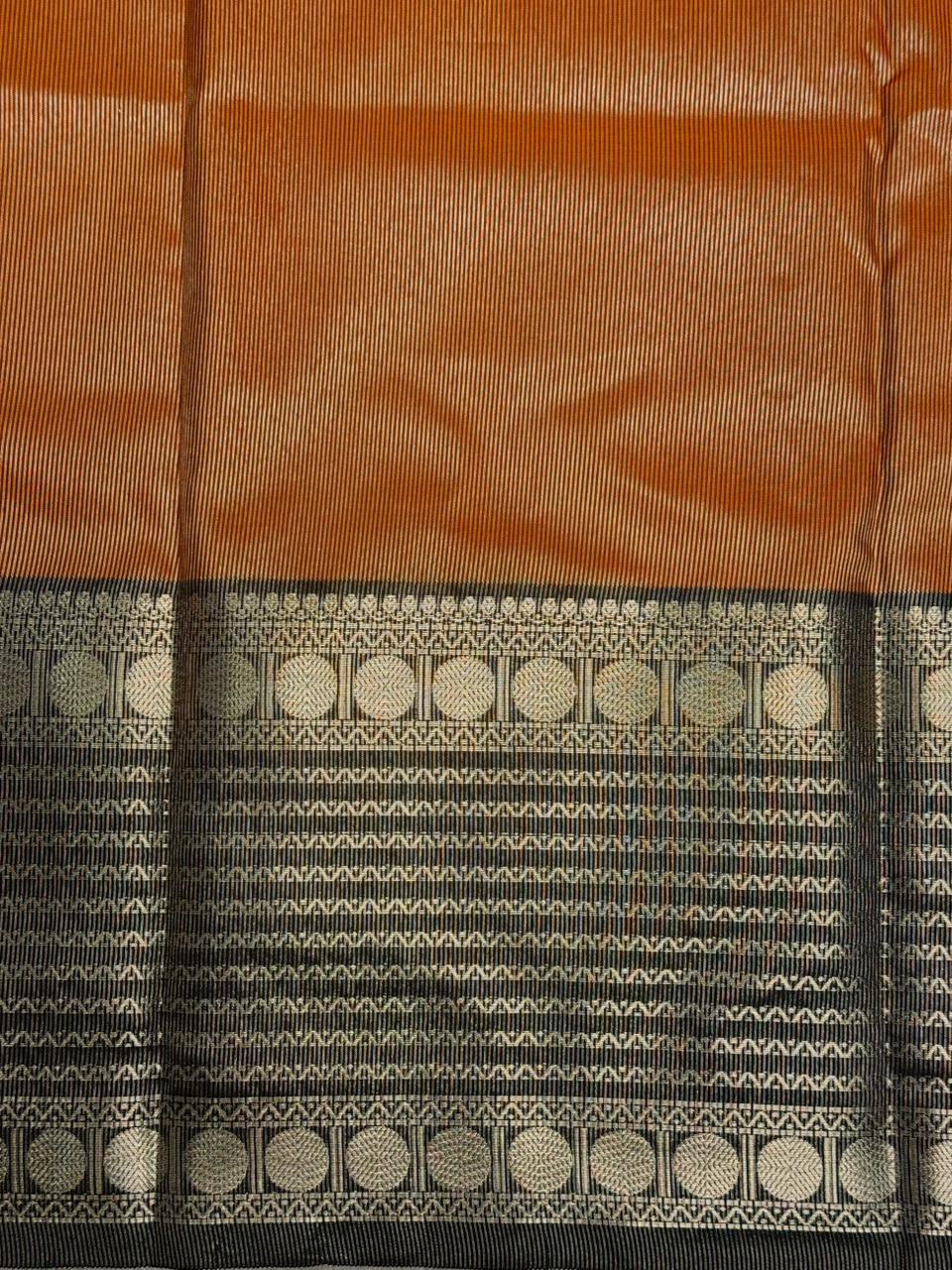 Orange and Black Banarasi silk saree - PIH79