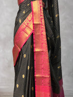 Black and Magenta semi Banarasi silk saree -MPS45A