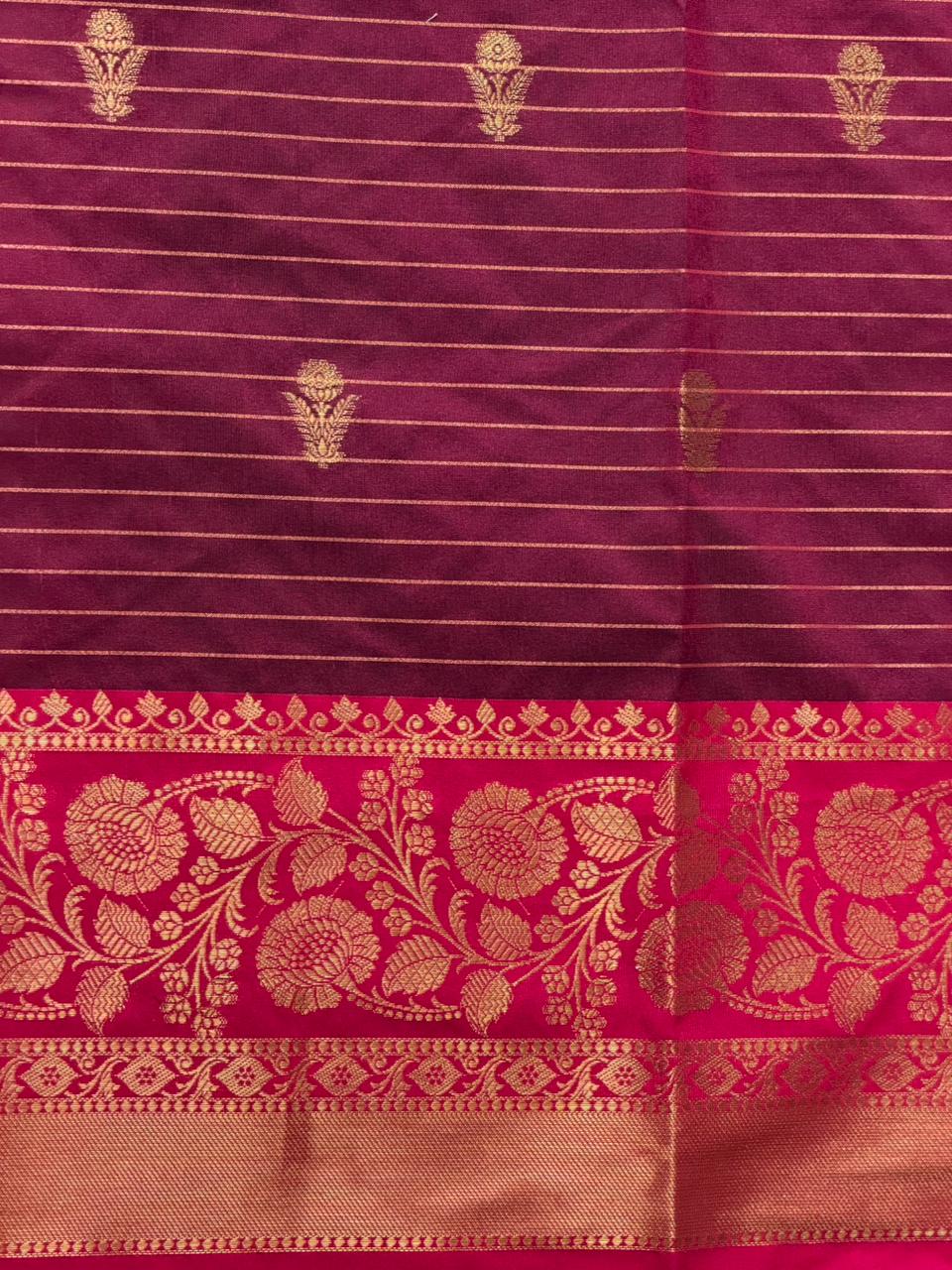 Black and Magenta semi Banarasi silk saree -MPS45A