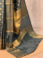 Green Banarasi silk saree- MPS1G
